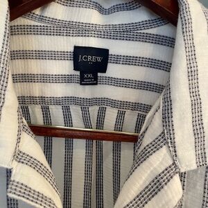 J. Crew Men's Casual Button Down Shirt - Navy & White Stripes